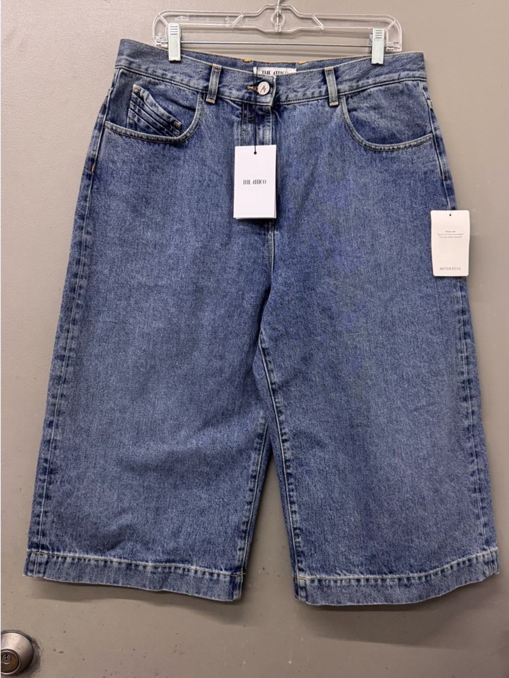 NWT THE ATTICO Denim Short Pants Sky Blue Womens Size 29 Made in Italy NEW